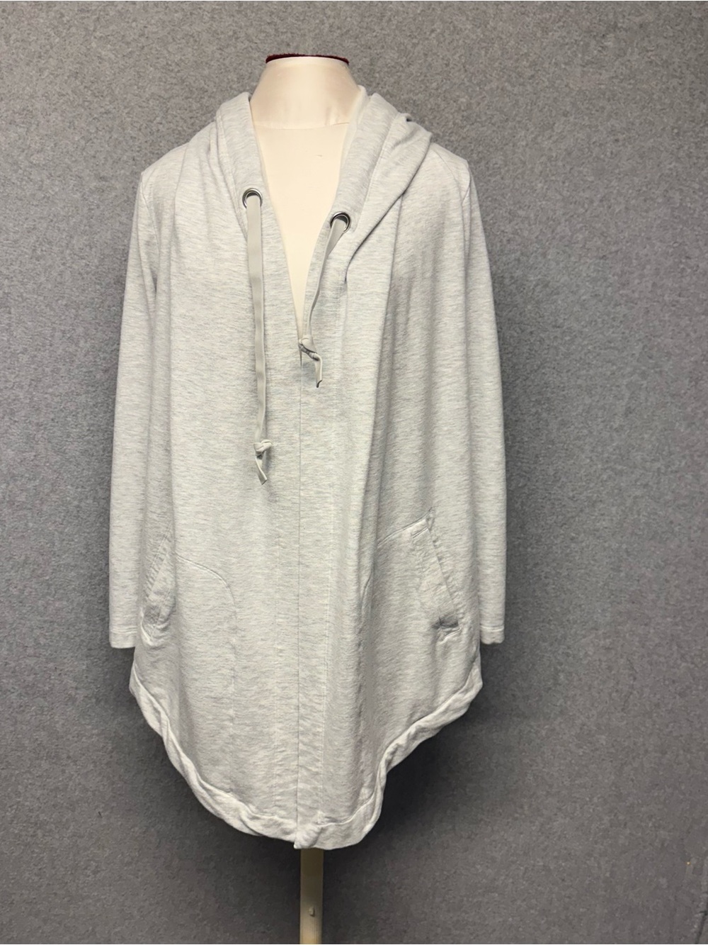 Athleta Open Front Cardigan Drawstring Hood Sweatshirt Jacket Womens XS Pockets